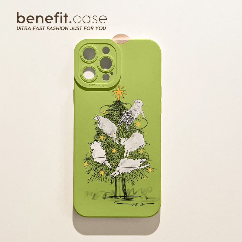 benefit趣味小绵羊圣诞树17适用于iphone16promax苹果15PRO手机壳13新款14套12个性11全包xsmax硅胶xr防摔8p