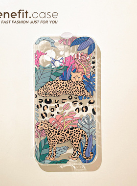 Benefit创意ins森林豹子17pro16适用15苹果13promax手机壳iphone12mini套14promax新11xsmax透明xr硅胶8p7女