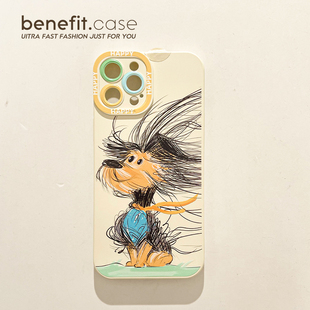 benefit高级感潦草小狗17pro16适用iphone15promax苹果13手机壳14promax新款 12套11小众xsmax全包xr硅胶8p7p