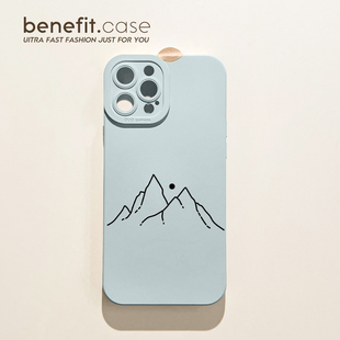 benefit创意简约ins山脉17pro16适用15苹果13手机壳iphone14promax新款 12套11高级感xsmax艺术xr全包8plus保