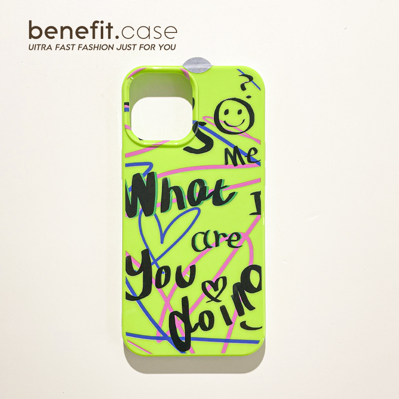 benefit苹果手绘英文涂鸦手机壳