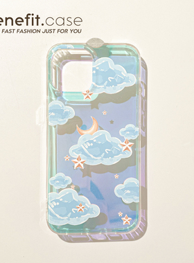 Benefit镭射闪闪水晶云梦幻适用苹果13手机壳iphone14promax新款12保护套11高级xsmax透明硅胶8plus女7mini
