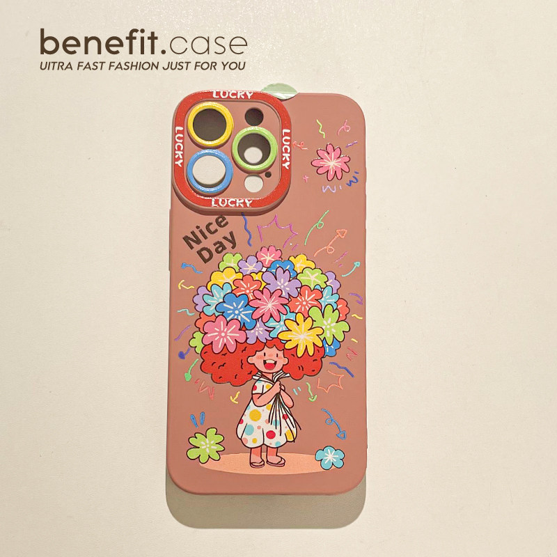 benefit卡通涂鸦花朵女孩17适用于iphone16promax苹果15PRO手机壳13新款14套12创意11全包xsmax硅胶xr防摔8p,3C数码配件,手机保护套/壳,淘宝优惠券,粉丝福利购,淘宝优惠卷