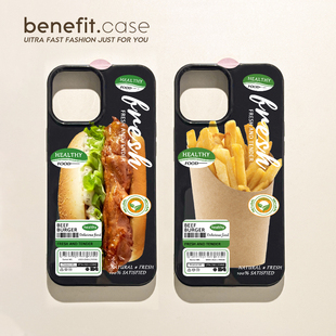 benefit创意个性 14套12小众11软壳xsmax硅胶xr防 汉堡薯条17pro16适用于iphone15promax苹果15PRO手机壳13新款