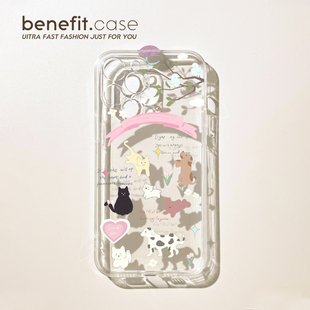 benefit韩风可爱小动物17pro16适用iphone15promax苹果13手机壳14promax新款 12套11小众xsmax透明xr硅胶8p7p