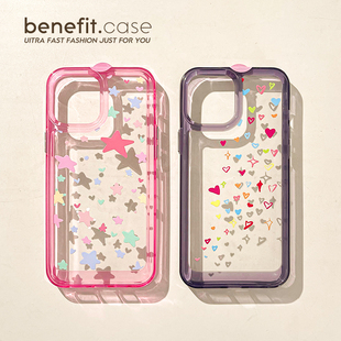 benefit简约创意彩色星星适用iphone15promax苹果13手机壳14promax新款 12套11小众xsmax透明xr硅胶8plus防摔7