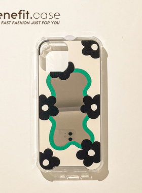 Benefit韩风ins小众黑色花朵镜面17pro16适用15苹果13promax手机壳iphone12软壳14promax防摔11高级xr硅胶8p