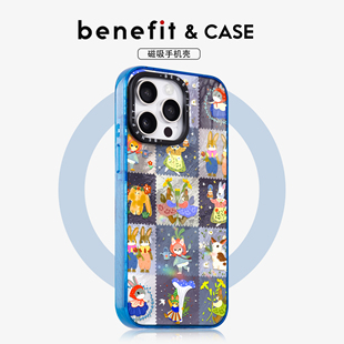 benefit棋盘格田园风兔子17适用于iphone16promax苹果15PRO晶盾磁吸手机壳13新款 14套12冰川纹防摔彩色边框