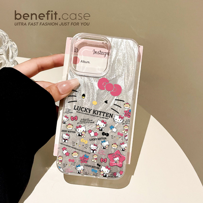 benefit少女心可爱小小凯蒂猫适用于iphone16promax苹果15PRO手机壳13新款14套12创意11羽纱xsmax硅胶xr防摔8