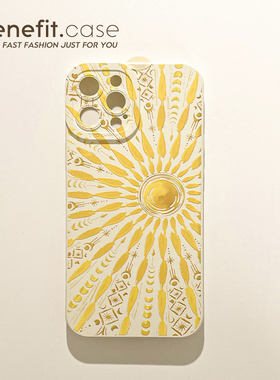 benefit夏日个性金色太阳适用于iphone16promax苹果15PRO手机壳13新款14套12创意11全包xsmax硅胶xr防摔8plus