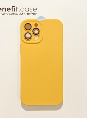 Benefit高级感纯色防尘瞳眼黄色16适用15苹果13手机壳iphone14promax新款12保护套11个性xsmax透明xr硅胶8p7