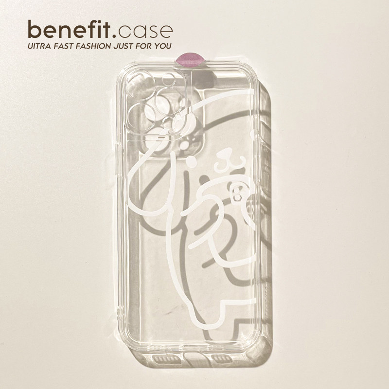 线条小熊苹果卡通可爱简约手机壳