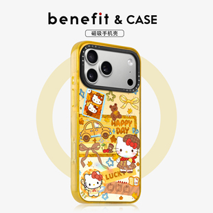 benefit美拉德风优雅凯蒂猫适用于iphone17promax苹果16PRO晶盾磁吸手机壳15新款 13套14冰川纹12防摔彩色边框