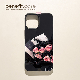benefit小香风粉玫瑰花束17适用于iphone16promax苹果15PRO手机壳13新款 14套12创意11软壳xsmax硅胶xr防摔8p