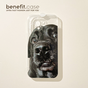 benefit趣味搞怪黑色傻狗17适用于iphone16promax苹果15PRO手机壳13新款 11透明xsmax硅胶xr防摔8p 14套12个性