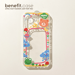 Benefit可爱卡通插画小相框17pro16适用15苹果13手机壳iphone14promax新款 xsmax透明xr硅胶8p 12保护套11个性