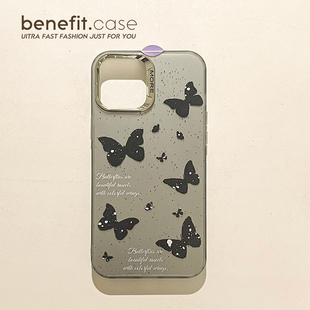 benefit高级感黑色蝴蝶结适用iphone15promax苹果13手机壳14promax新款 12套11简约xsmax全包xr硅胶8plus防摔7