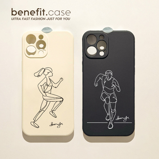 benefit跑步男女艺术设计感17pro16适用于苹果15手机壳13iphone14promax新款 12套11情侣xsmax软xr硅胶8plus防