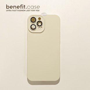 Benefit高级ins防尘瞳眼纯色古董白16适用15苹果13手机壳带镜头膜iphone14promax新款 简约12保护套11壳硅胶男