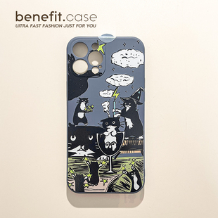 benefit搞怪魔法女巫猫咪17适用于iphone16promax苹果15PRO手机壳13新款 14套12创意11全包xsmax硅胶xr防摔8p