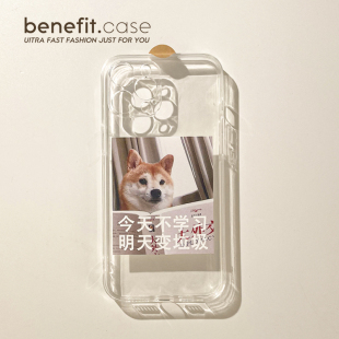 Benefit搞怪可爱柴犬表情包17pro16适用15苹果13promax手机壳iphone12防摔14promax新11女xsmax创意xr透明8p