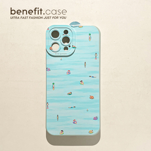 benefit夏日趣味游泳17pro16适用iphone15promax苹果13手机壳14promax新款 12套11小众xsmax全包xr硅胶8p7p防