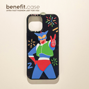 Benefit搞怪卡通动感超人小众17pro16适用15苹果13promax手机壳iphone12防摔14promax新11xsmax高级xr可爱8p