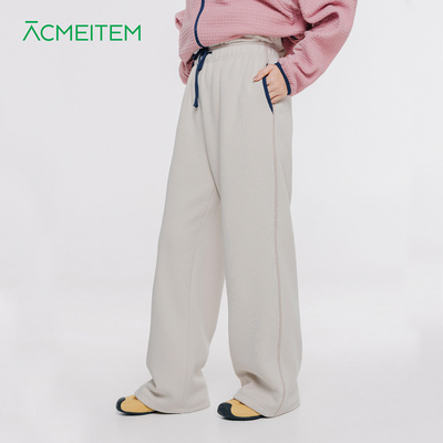 ACMEITEM爱棵米 秋冬休闲垂坠感直筒针织长裤宽松加绒卫裤男女