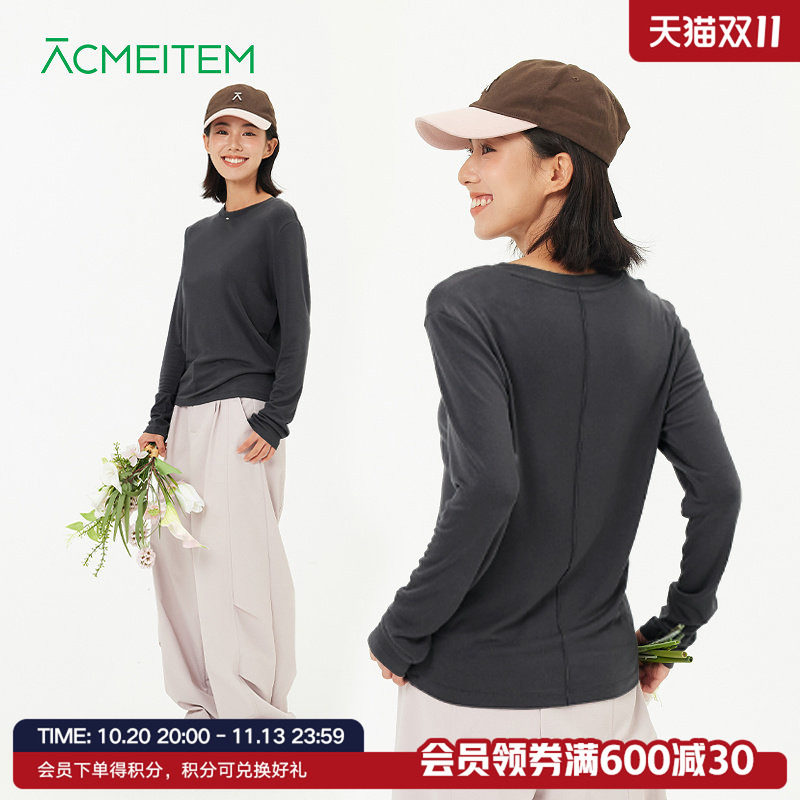 ACMEITEM爱棵米 城市运动莱赛尔亲肤长袖T恤合体轻薄休闲上衣女