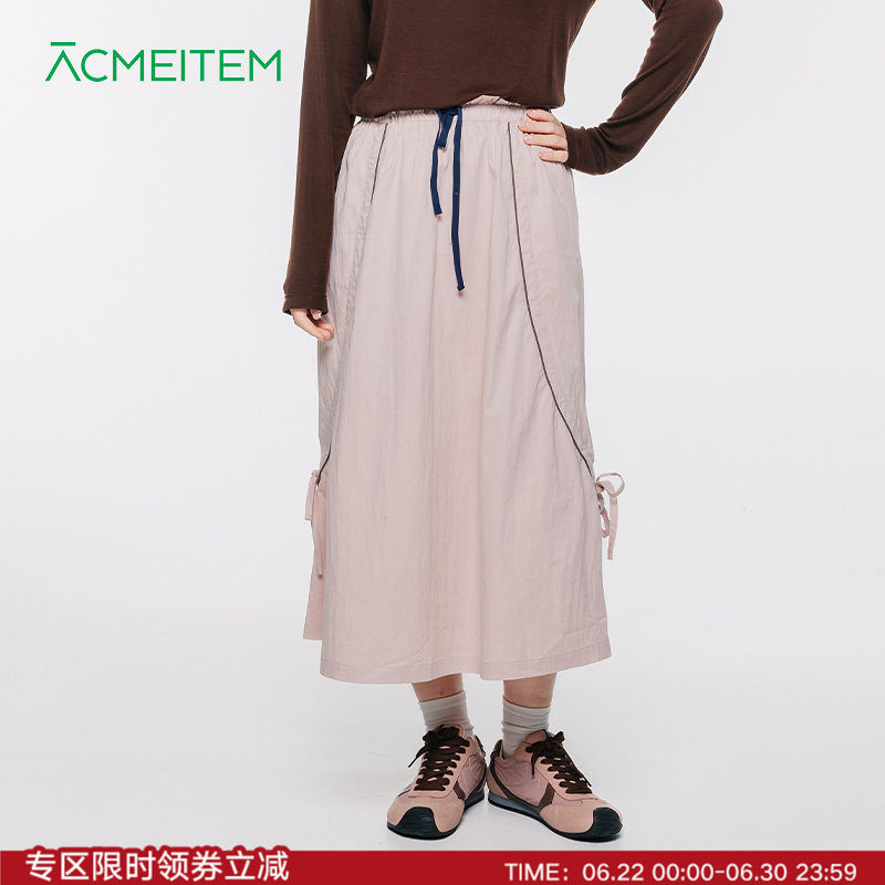 ACMEITEM爱棵米 户外女士蝴蝶结小清新A字长裙休闲宽松半身裙子