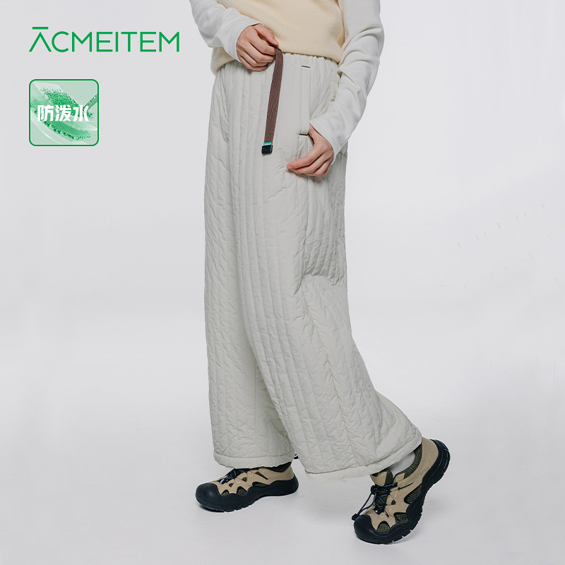 ACMEITEM爱棵米 户外秋冬女士防泼水夹棉长裤休闲阔腿裤扩版裤子
