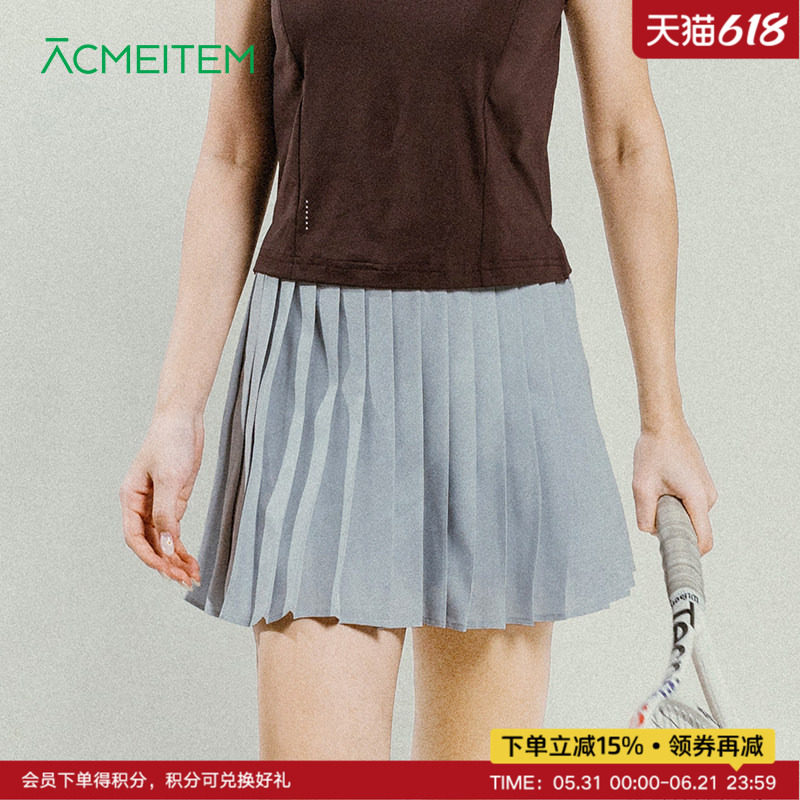 ACMEITEM爱棵米 夏季户外百褶裙带内衬宽松裙子运动网球短裙女士
