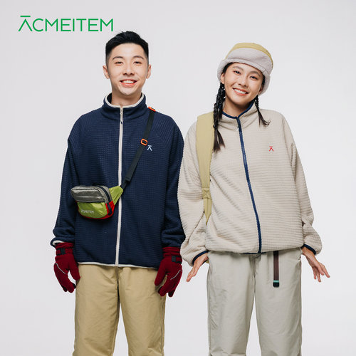 ACMEITEM爱棵米 户外秋冬抓绒立领外套插肩显瘦扩版上衣男女