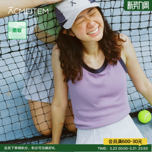 上衣女士 圆领露肩无袖 ACMEITEM爱棵米 户外多彩运动背心撞色修身