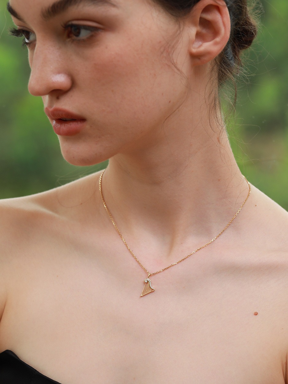 法式竖琴锆石项链古典高级感饰品