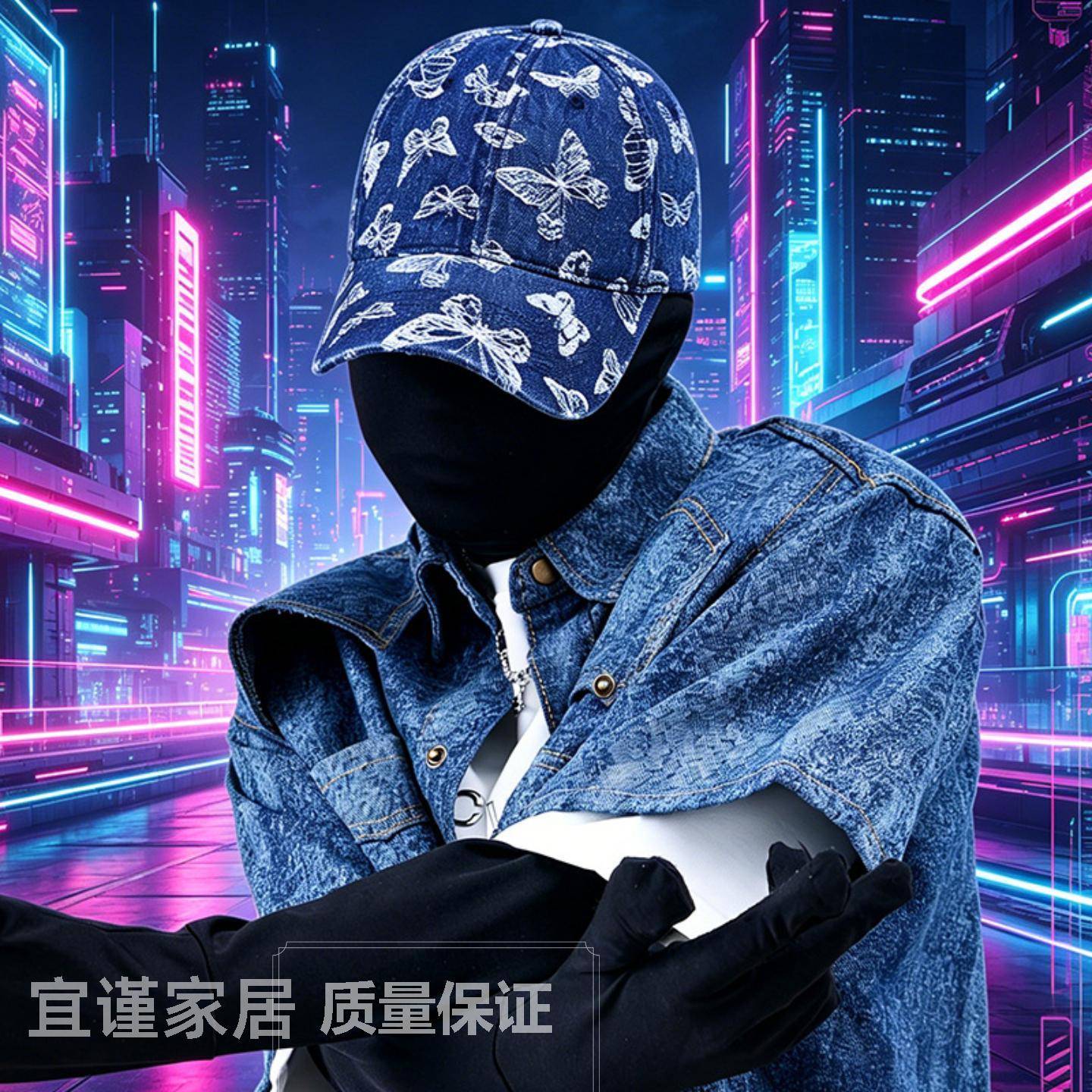 花纹牛仔帽子女款复古百搭休闲棒球帽男士棉质防晒遮阳鸭舌帽