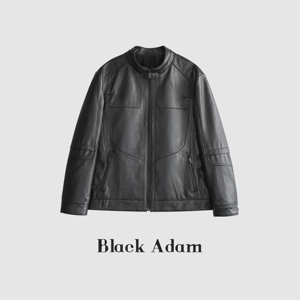 BlackAdam 真皮皮衣男式头层皮外套机车服修身立领男士秋冬时尚