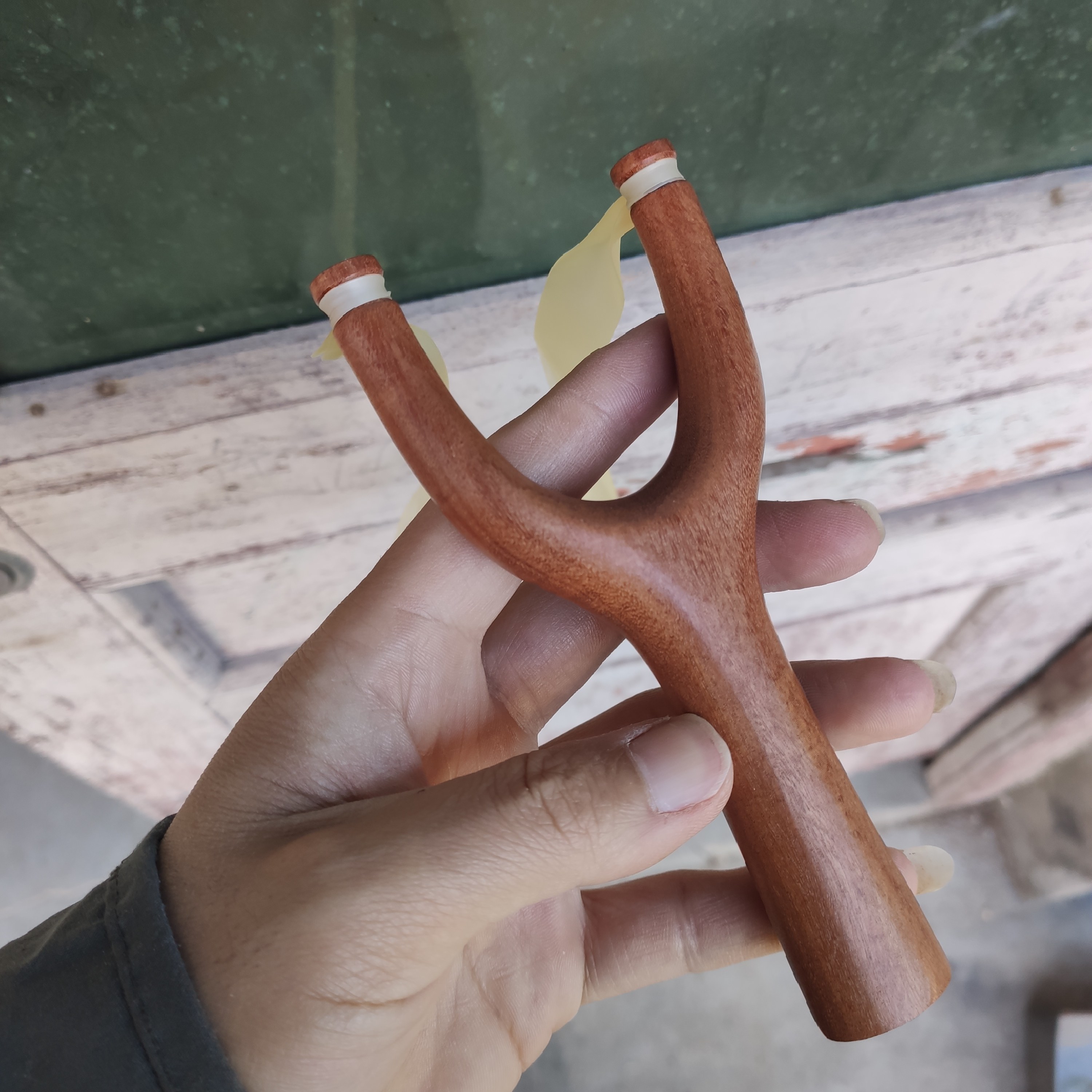 红檀香木弹弓纯手工制作扁皮筋回折绑弓传统怀旧玩具