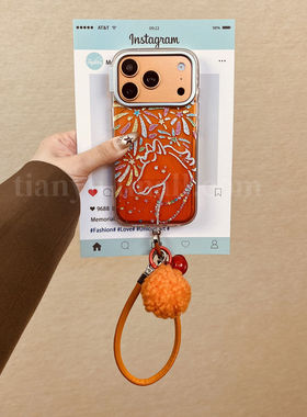 恬妤 新年国风橙色闪钻马年烟花适用于华为Mate80promax手机壳pura70毛球挂件mt60pro喜庆p80寓意好物mate70
