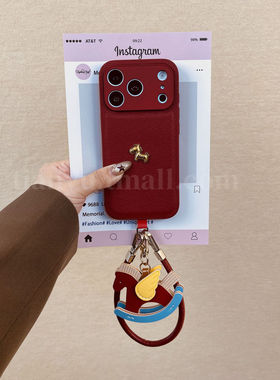 恬妤 新年酒红色立体小金马适用于iphone17promax手机壳苹果16plus皮纹13挂绳15pro本命年11复古14镜头全包12