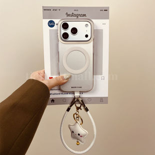 恬妤 高级感轻奢银色磁吸星星挂件适用于苹果17promax手机壳iphone16极简14pro亚克力15防摔16promax带挂绳17