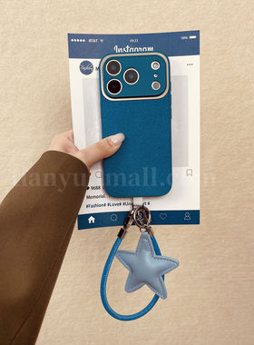 恬妤 复古简约蓝色星星挂件适用于苹果17手机壳iphone16promax新款air个性15plus挂绳14斜挎12小众13pro防摔