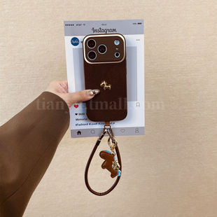 马年 复古深棕色立体小金马适用于苹果18promax手机壳iphone16月球纹15pro中国风13挂绳14全包17pro手提12/11