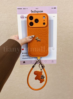 恬妤 高级感橙色花纹立体小金马适用于华为Mate80promax手机壳mate70皮质p70pro+复古pura80小众mate50全包壳