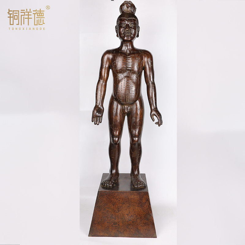 纯铜穴位人中医针灸铜人体男女模型经络药王中医馆展示摆件古