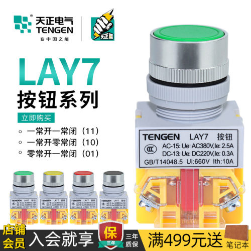 天正电气平头自复位按钮开关