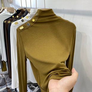 特大码300斤韩版高龄显瘦长袖T恤女胖MM小个子内搭显瘦打底衫秋季