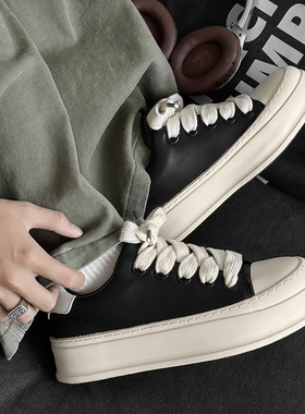 顽石WANS男板鞋2025年新款青年厚底学生时尚潮流面包鞋低帮休闲鞋