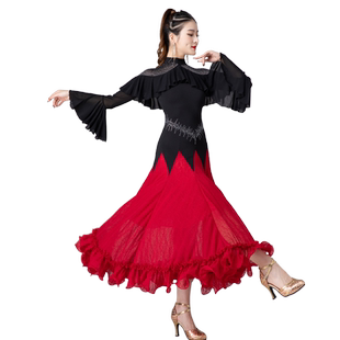 摩登舞交际舞女新款国标舞拉丁舞华尔兹大摆连衣裙练习比赛表演服