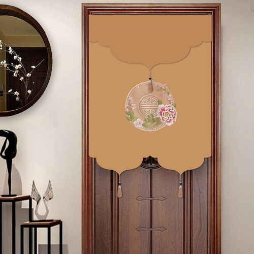 缎面中国风门帘风水帘免打孔